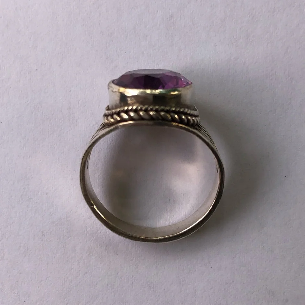 Purple Amethyst gemstone silver ring - vintage handcrafted - Picture 5 of 5
